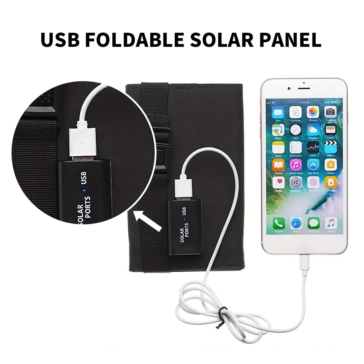 Portable Solar Panel 5V USB Charger Foldable for Camping Hiking Phone Power Bank