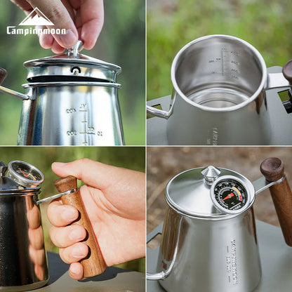 CAMPINGMOON Coffee Hand Pot 304 Stainless Steel Gooseneck Outdoor Kettle Pot