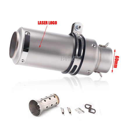 Universal Stainless Steel Slip-On Exhaust Muffler Carbon Look with DB Killer 51-60mm