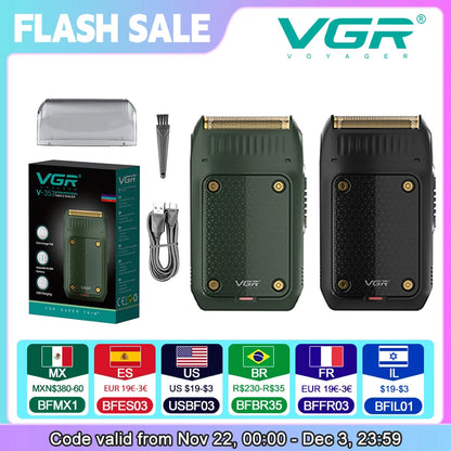VGR Shaver Professional Razor Electric Mini Beard Trimmer USB Charge