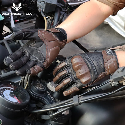 Brown Vintage Leather Motorcycle Gloves Men CE Certification Motorbike Riding Touch Screen Motocross Moto Racing Biker Glove XXL-EXPROTAS