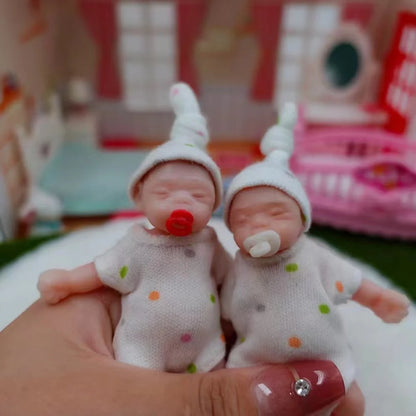AnjoDoll 3 Inch Mini Silicone Reborn Girl Doll Painted Skin Washable Body