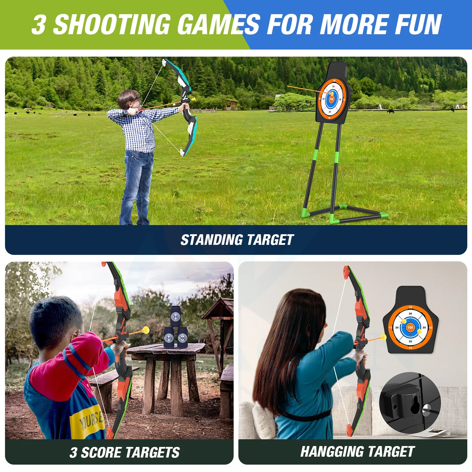 Bow And Arrows For Children Kids Archery Bow Practice Recurve Bow Outdoor Sports Game Hunting Shooting Toy Boys Gift Bow Kit Set-EXPROTAS