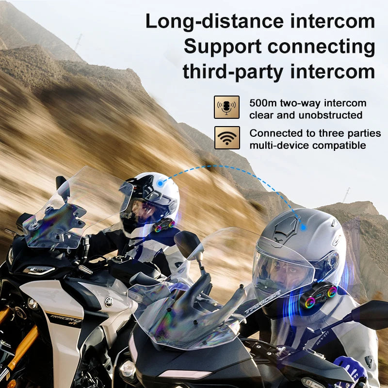 Intercom Y13 Pro Motorcycle Helmet Bluetooth  Headset 500m FM Radio Music Share
