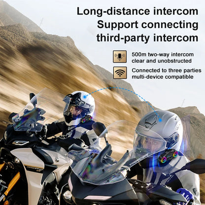 Intercom Y13 Pro Motorcycle Helmet Bluetooth  Headset 500m FM Radio Music Share