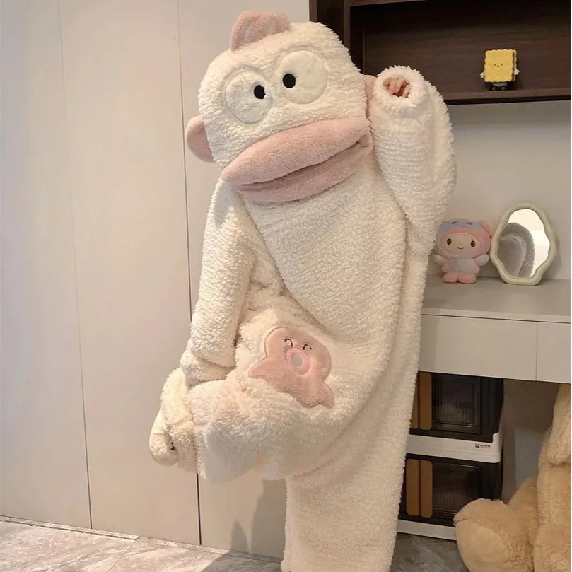 Big Mouth Monster Unisex Funny Oversized Fleece Plush Pajamas Jumpsuit