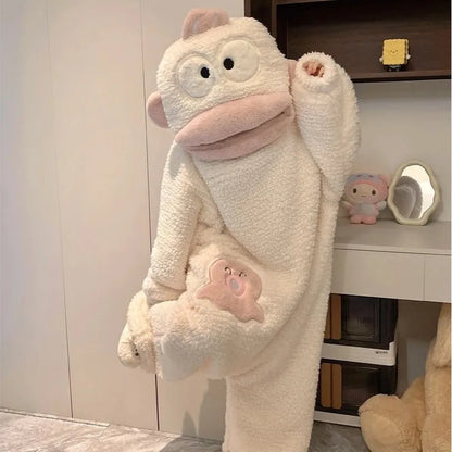 Big Mouth Monster Unisex Funny Oversized Fleece Plush Pajamas Jumpsuit