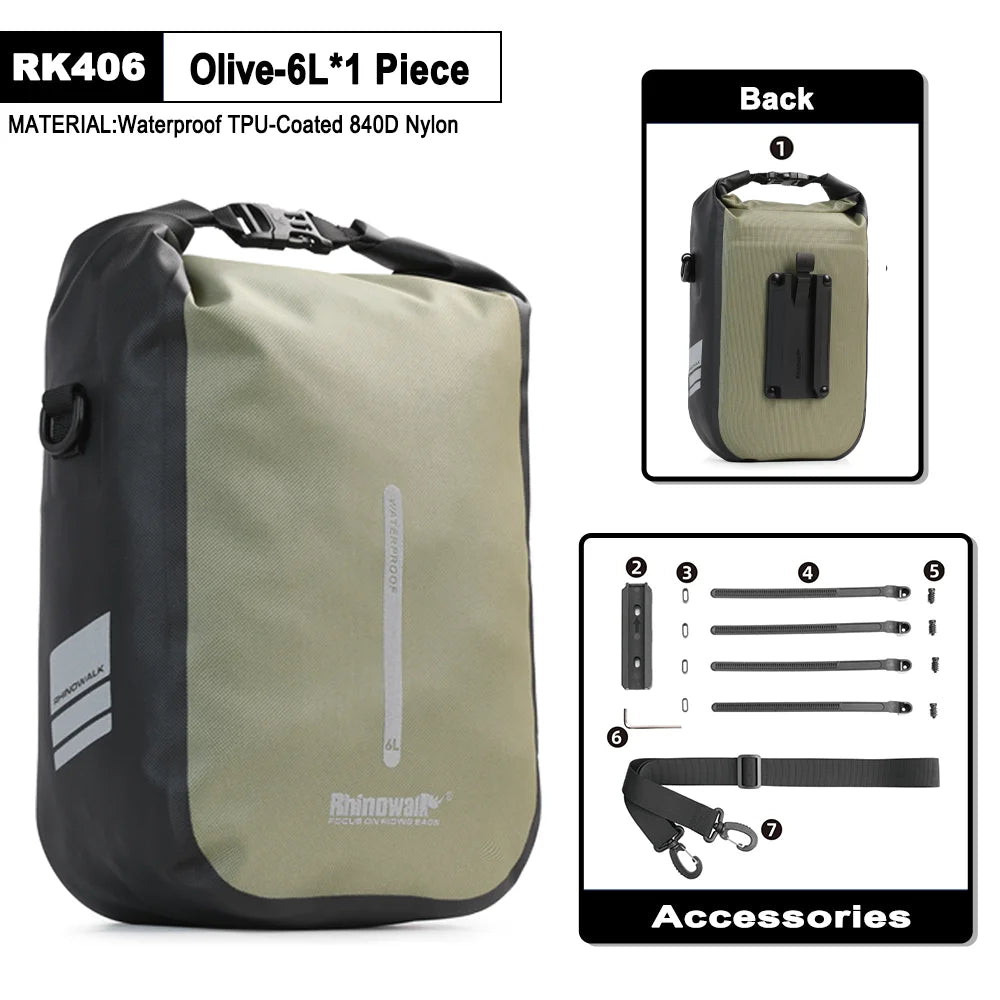Rhinowalk Waterproof Bike Front Fork Bag Quick Release 4-6L Shoulder Storage Bag