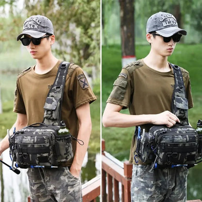 Fishing Rod Bag with Shoulder Strap Folding Tackle Storage Case Outdoor