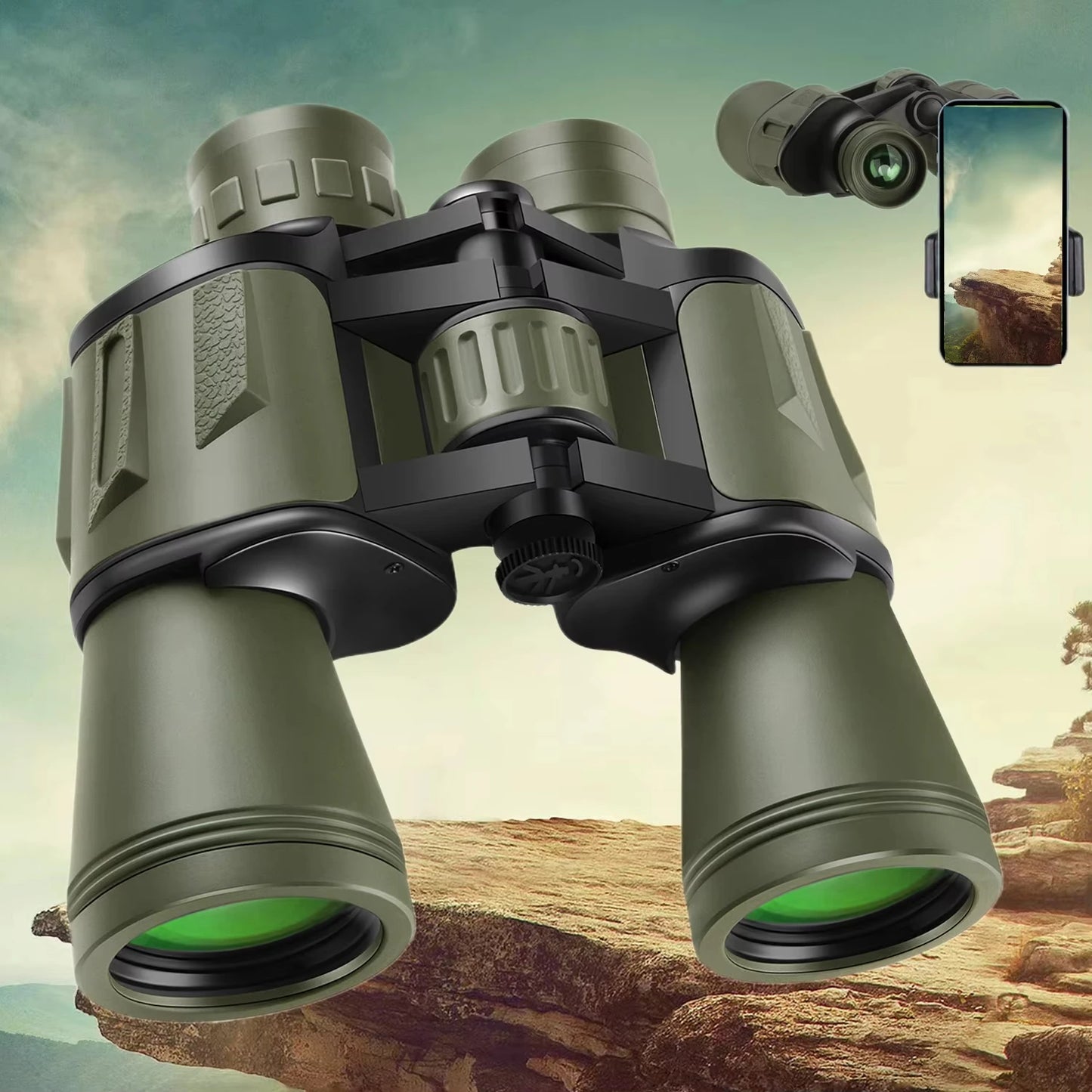 20x50 Binoculars FMC Coated BAK4 Prism IPX4 Waterproof Camping Hunting Hiking