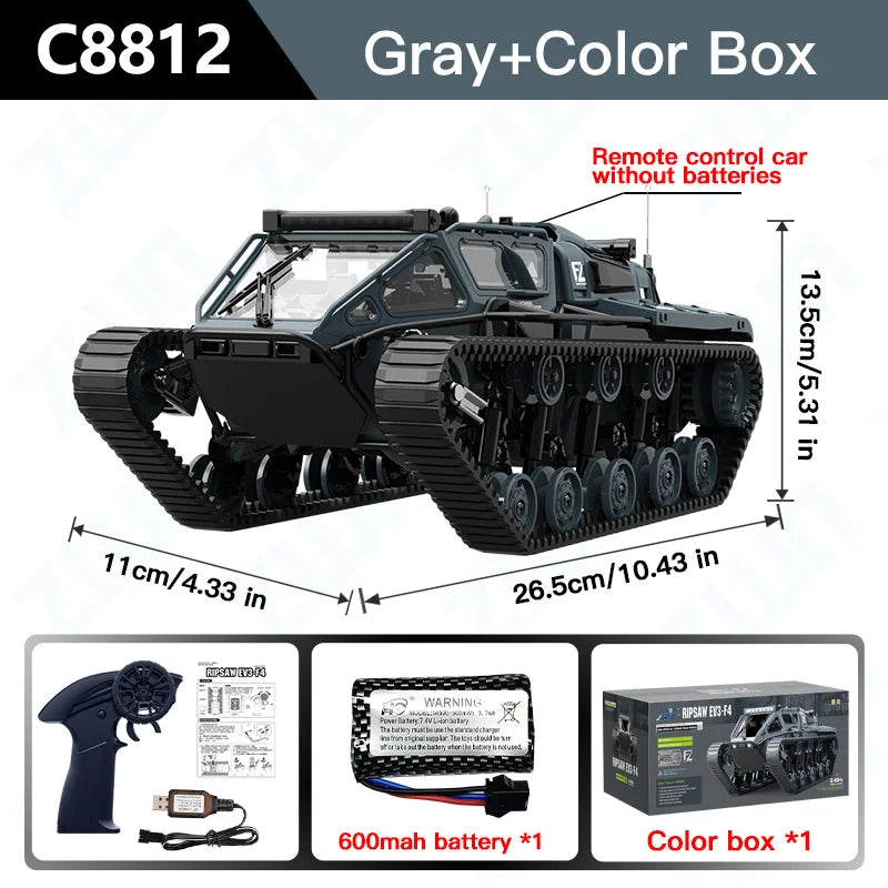 C8812 MAX RC Tank Car LED Light Full Scale Drift Off-Road Remote Control Toy