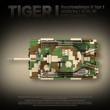 WW2 German Tiger I Heavy Tank Building Blocks Military Brick Model Toy Set