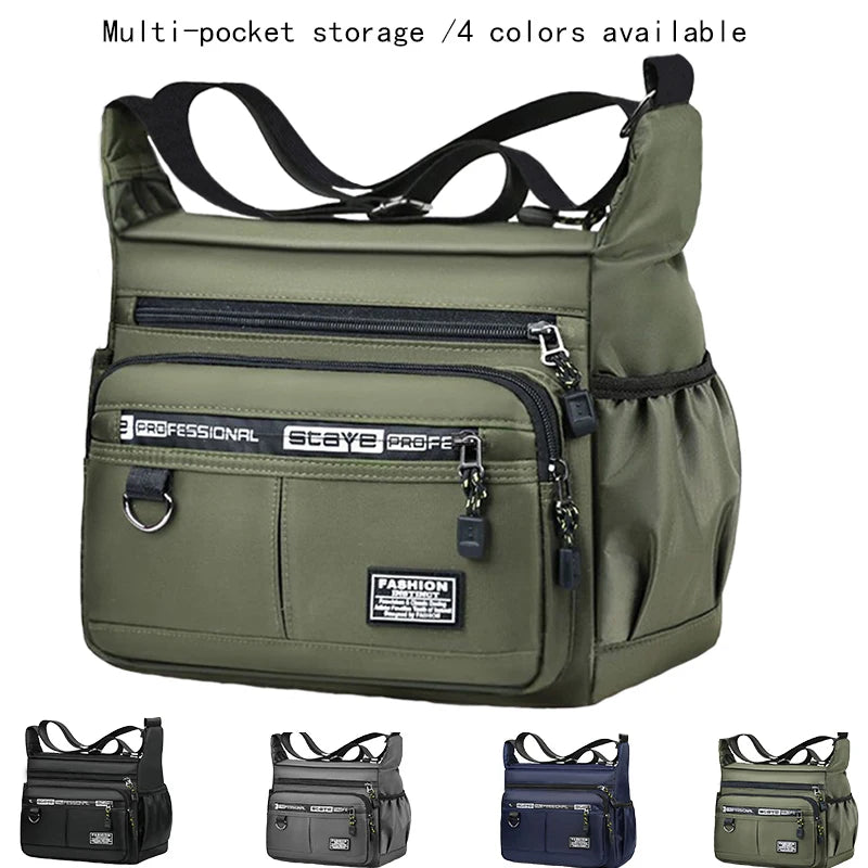 Men's Cross-body Bag with Adjustable Shoulder Strap & Multi-layered Pockets