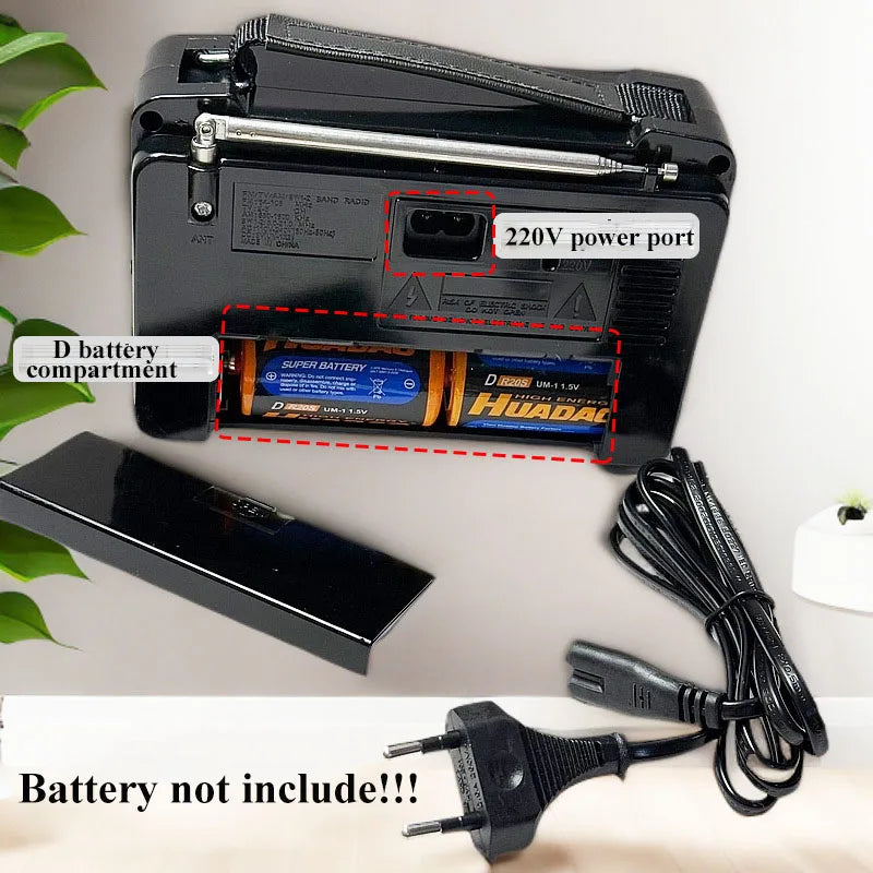 Portable Retro Radio with Loudspeaker Retractable Antenna AM FM Shortwave