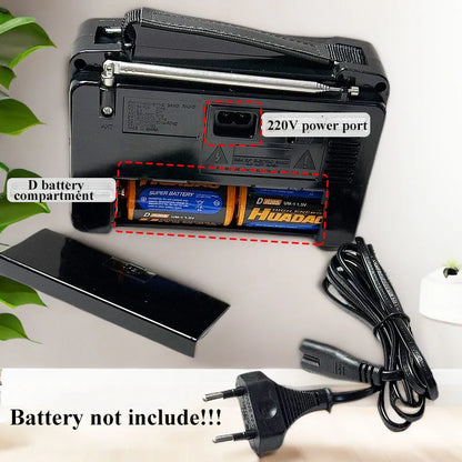 Portable Retro Radio with Loudspeaker Retractable Antenna AM FM Shortwave