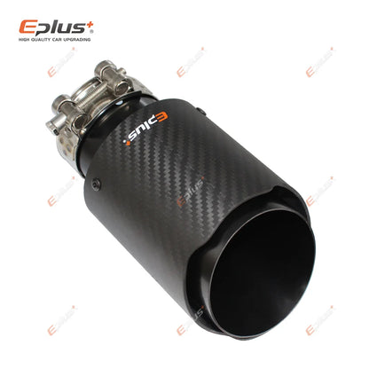 EPLUS Matte Carbon Fiber Exhaust Tip Black Stainless Straight for Akrapovic