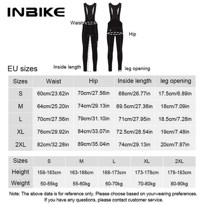 Thermal Fleece Cycling Bib Tights INBIKE Mens 3D Padded Winter MTB Road