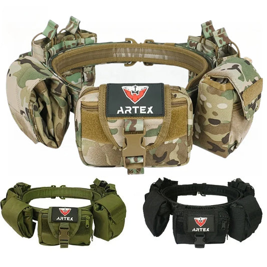 Tactical Battle Duty Belt Set w/ Pouches Airsoft Law Enforcement Utility Gear
