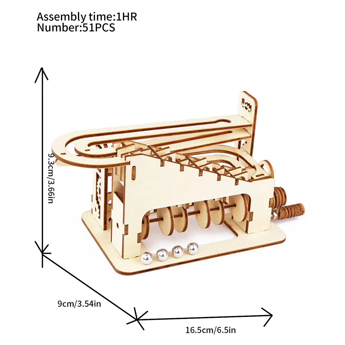 Spiral Marble Run 3D Wooden Puzzle for Adults & Teens DIY Model Building