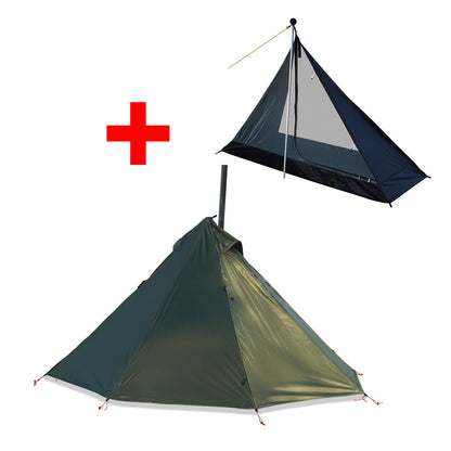 Camping Hot Tent with Chimney Window Outdoor Ultralight Tipi Teepee Tent Pyramid Double Layer Bushcraft 1 Person Tents Hot Tent-EXPROTAS