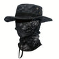 Wide Brim Boonie Hat with Balaclava Mask for Outdoor Fishing Hiking