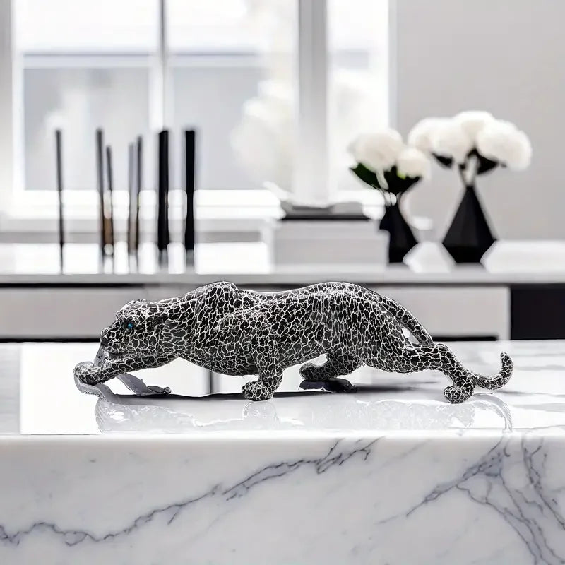 Resin Cheetah Leopard Statue Modern Panther Sculpture Home Office Decor Gift