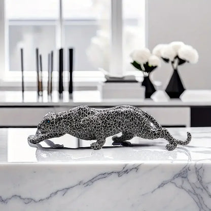 Resin Cheetah Leopard Statue Modern Panther Sculpture Home Office Decor Gift