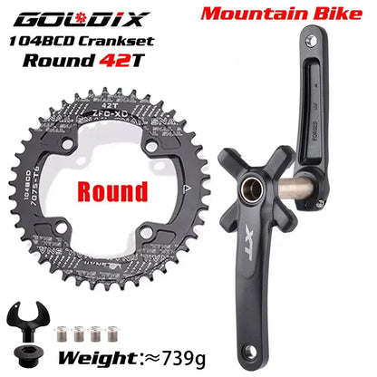 GOLDIX XT MTB Crankset 170/175mm 104BCD Wide Narrow Chainring Shimano SRAM 11–12s - EXPROTAS