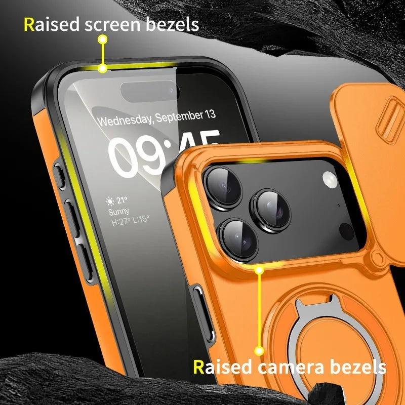 Heavy Duty MagSafe Armour Case for iPhone 14-17 Air Pro Max Camera Cover