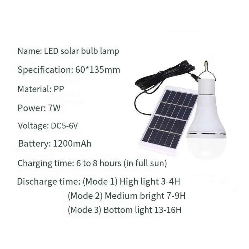 Solar Tent Light USB Rechargeable LED Hanging Lamp for Camping Outdoor