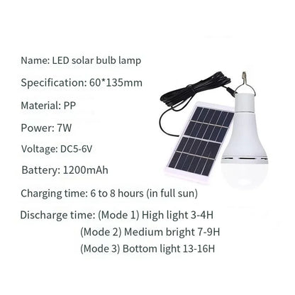 Solar Tent Light USB Rechargeable LED Hanging Lamp for Camping Outdoor