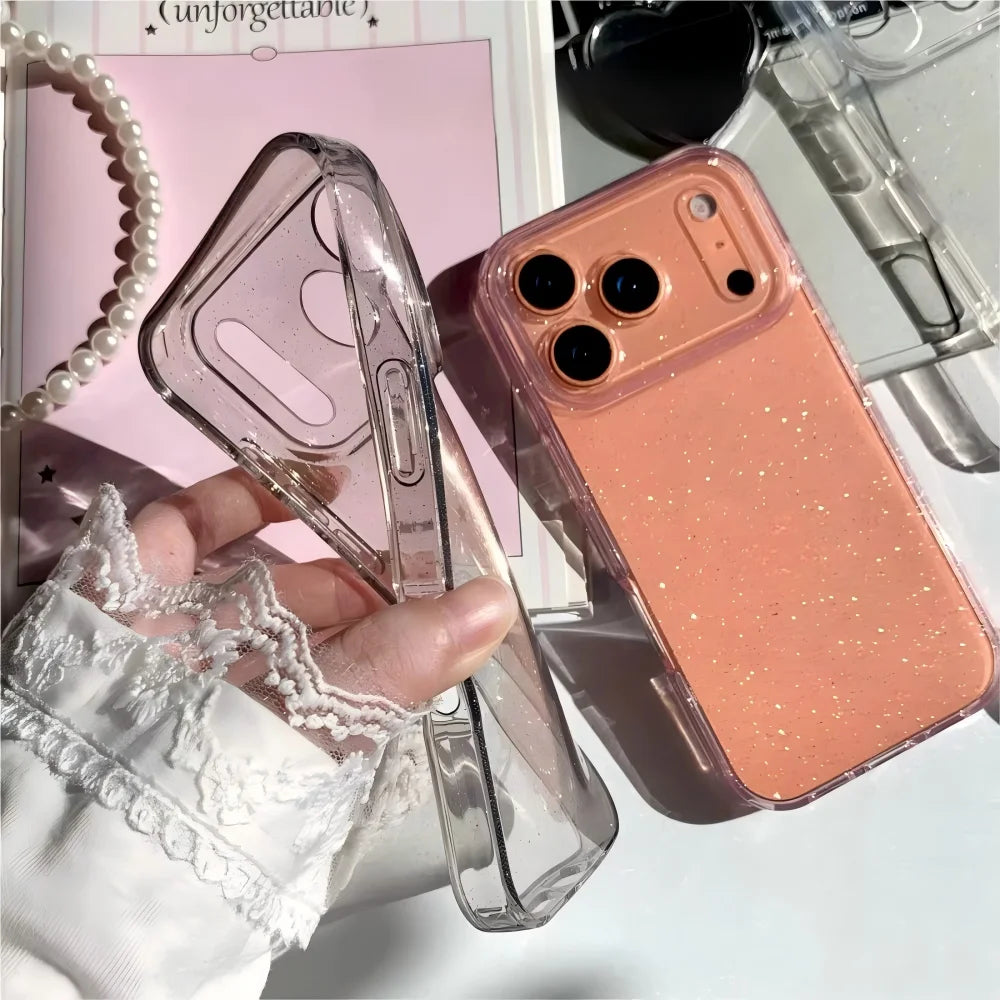 Ultra Thin Glitter Clear Case for iPhone 13-17 Air Pro Max Plus TPU Cover