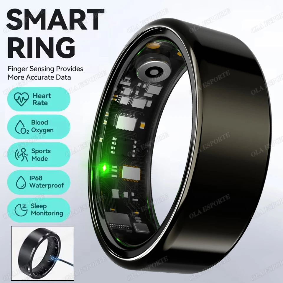Smart Ring Monitor Heart Rate Blood Oxygen Waterproof Activity Tracker Men Women