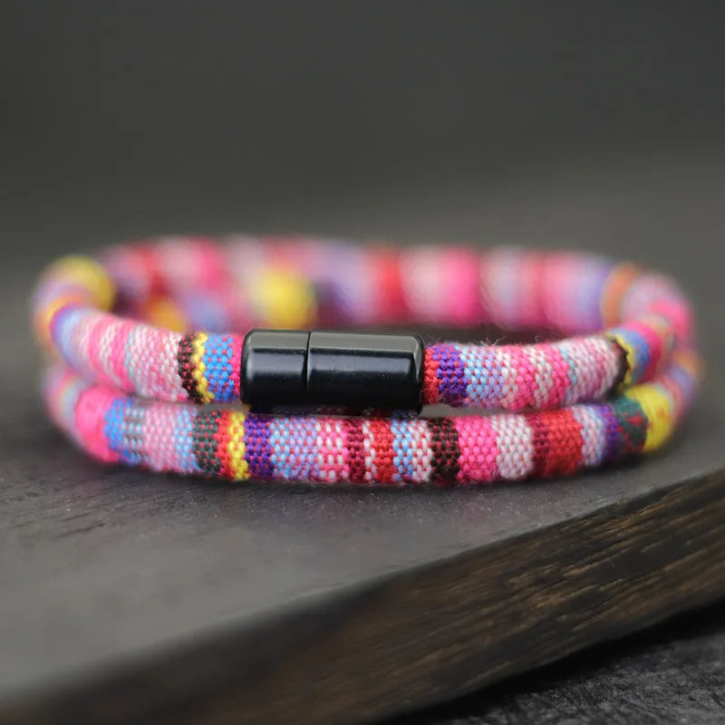 Men’s Boho Rope Bracelet Magnetic Surf Beach Pulsera Adventure Wristband
