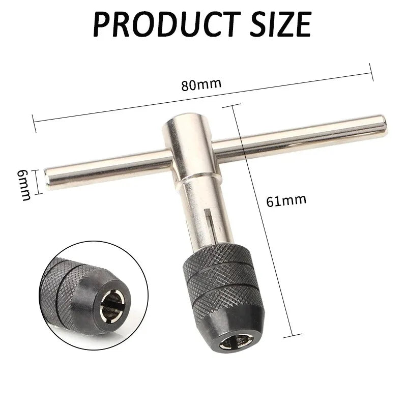 M3 M4 M5 T-Handle Wrench Tap Reamer Hand Tool Set M6 M8 Adjustable