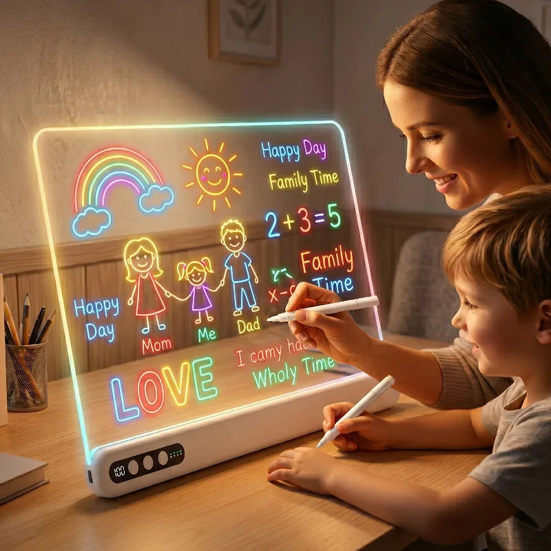Rechargeable Light LED Drawing Board for Kids Acrylic Neon Message Board