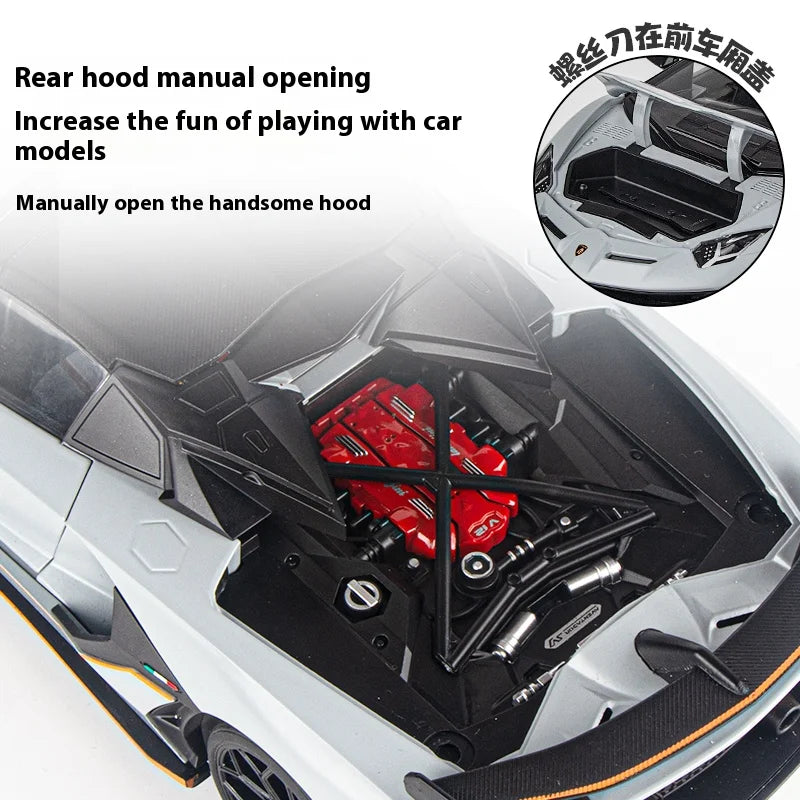 1:18 Scale SVJ63 Alloy Car Toy Model with Sound & Light Effects - Realistic Detail for Kids' Playtime & Collectors' Delight-EXPROTAS
