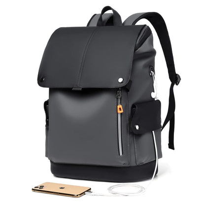 Waterproof PU Leather Laptop Backpack Business Large Capacity USB Charging - EXPROTAS