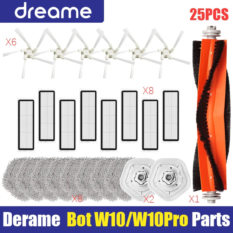 Main Side Brush Filter Mop Cloth for Dreame W10 Robot Vacuum Parts