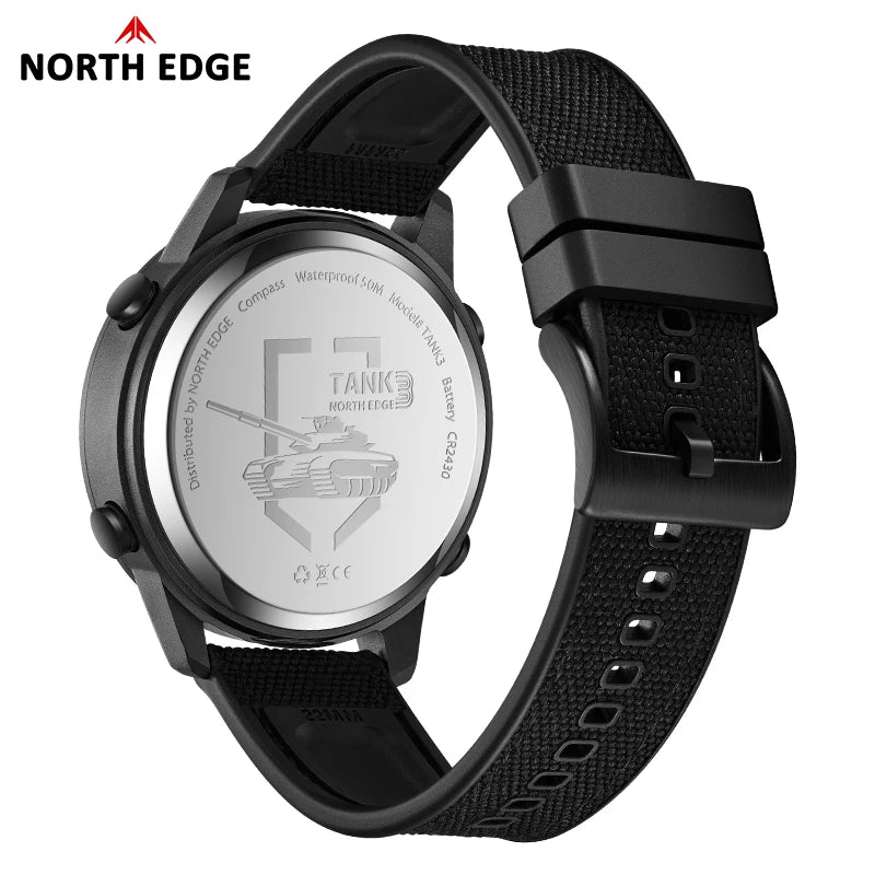 NORTH EDGE TANK 3 Military Digital Watch 50M Waterproof Compass Sport Men