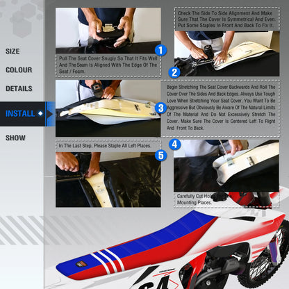 Soft Waterproof Ribbed Gripper Seat Cover for SXF EXC KXF CRF by Powerzone