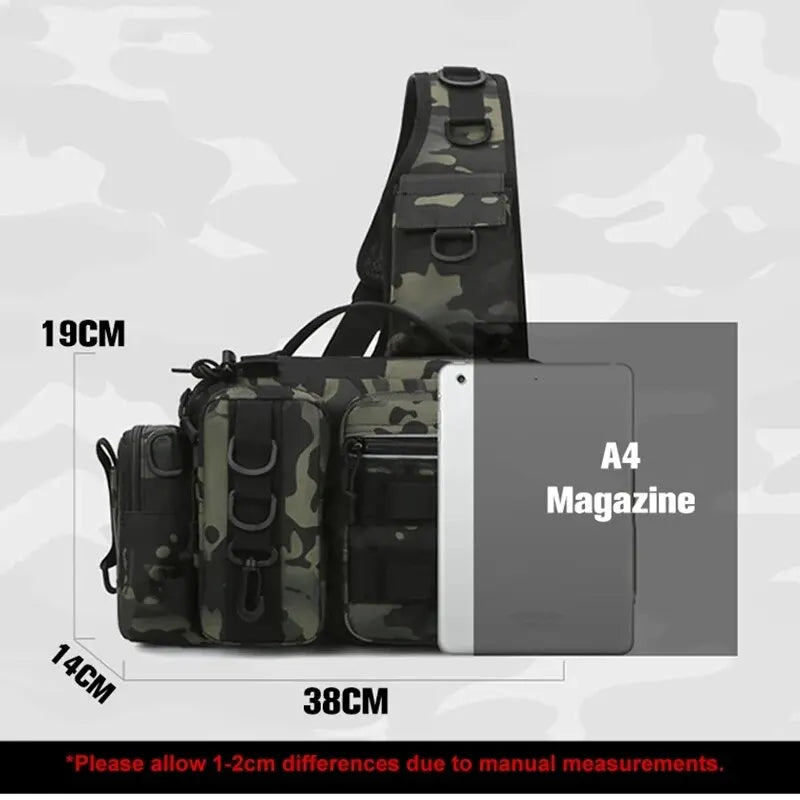 Fishing Tackle Backpack Lure Box Gear Storage Bag Fanny Pack for Men Fly Fishing Backpack with Rod Holder Sling Shoulder Bag-EXPROTAS