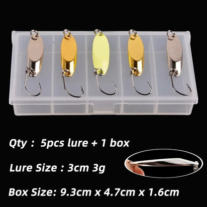 Box Treble Hooks 5PCS Gold Fishing Tackle Set with Sequins