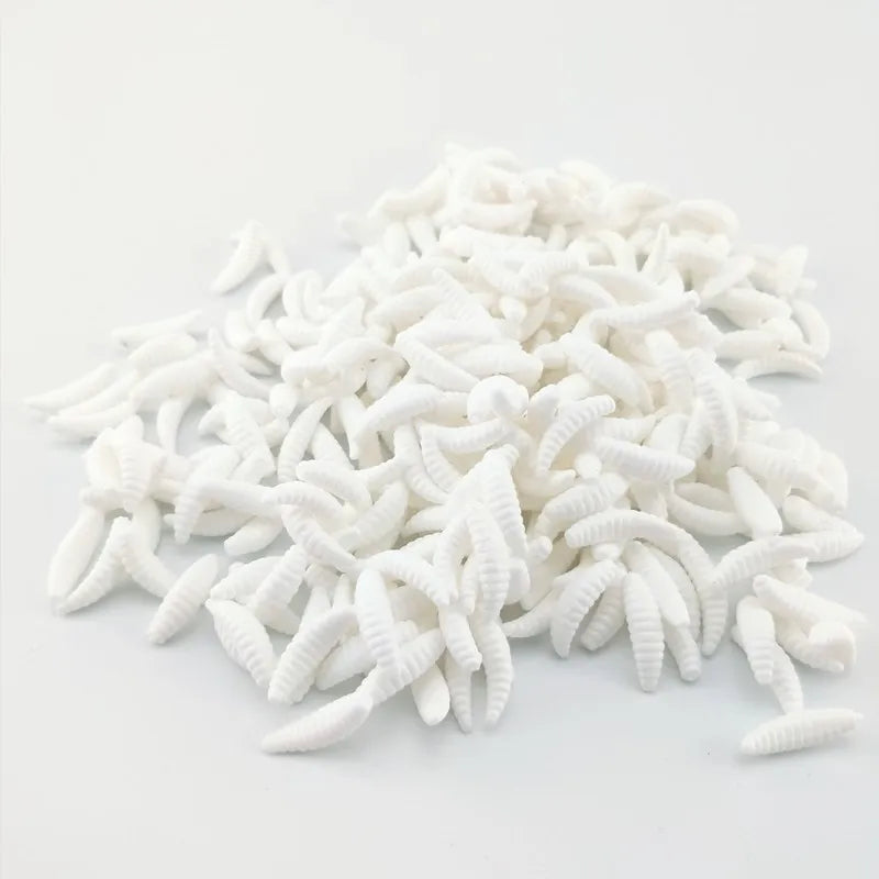 100Pcs Grub Soft Fishing Lures Silicone Worm Bait 2cm 0.3g Artificial