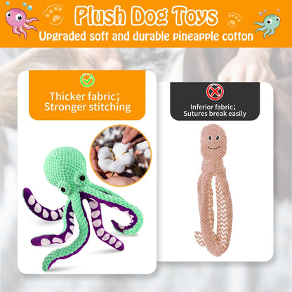 Octopus Plush Dog Toy Interactive Squeaky Chew Soft Pet for Dogs