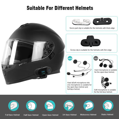 Freedconn T Com SC Motorcycle Helmet Bluetooth Intercom 6 Riders FM Music Share