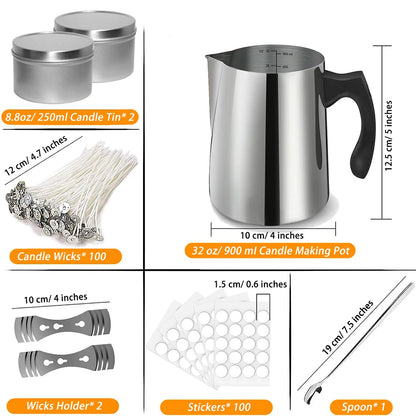 Candle Wick Holder Making Supplies for DIY Candles Wax Pouring Pot 900ml