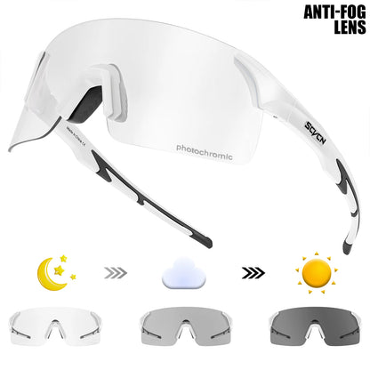 SCVCN Photochromic Cycling Glasses UV400 Anti-Fog MTB Sunglasses Men/Women