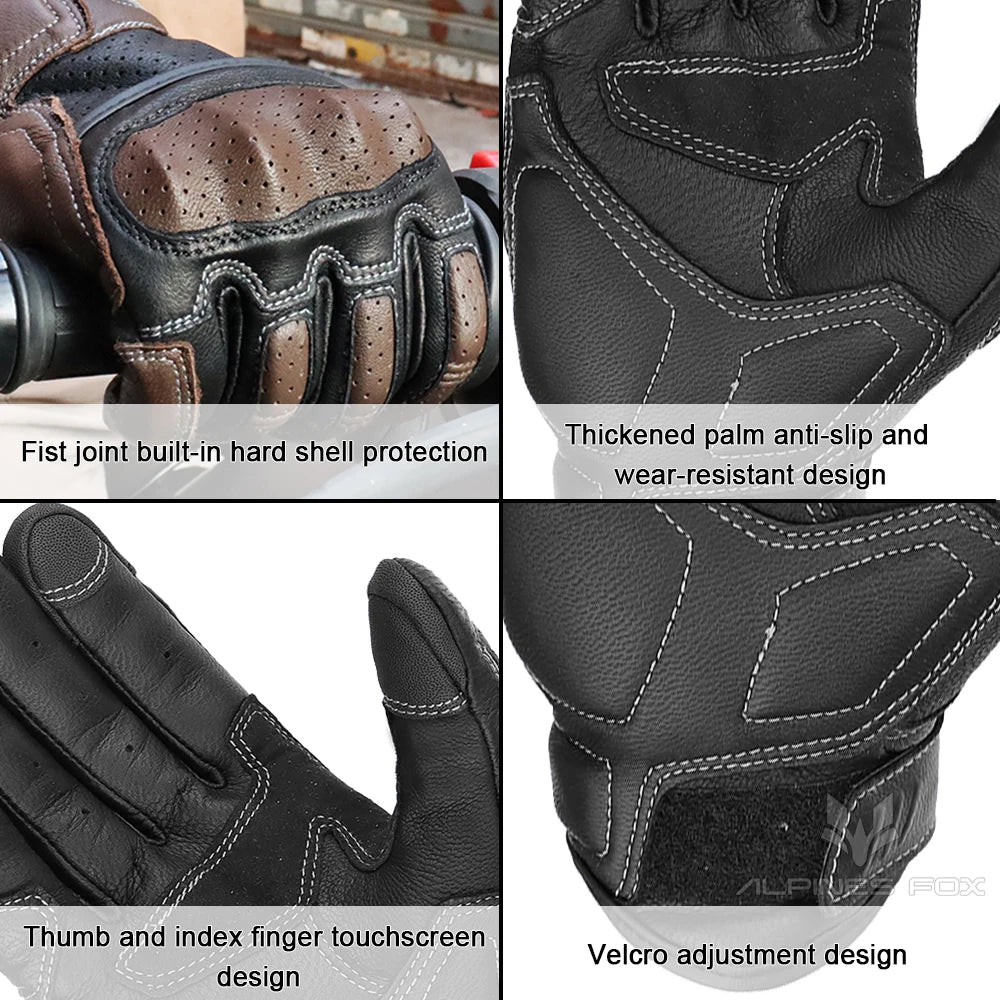 Brown Vintage Leather Motorcycle Gloves Men CE Certification Motorbike Riding Touch Screen Motocross Moto Racing Biker Glove XXL-EXPROTAS