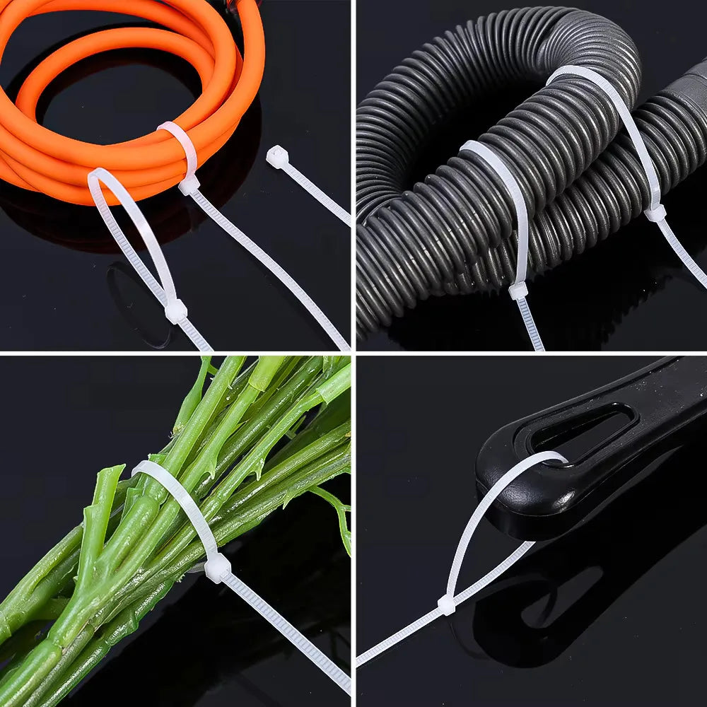 100Pcs Nylon Cable Ties Self-locking Fastening Straps for Home Office